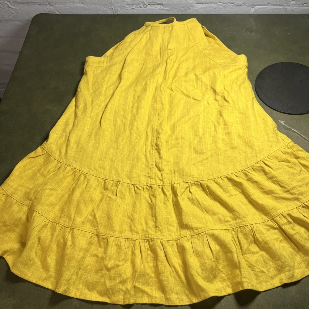 Altar'd State Womens Sleeveless‎ Tiered  Dress Size Med Yellow Linen Blend